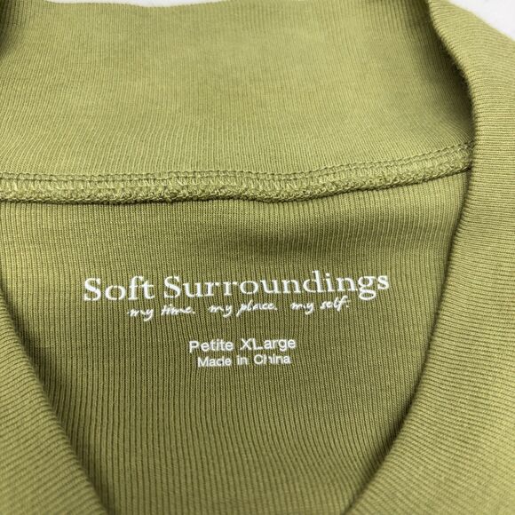 Soft Surroundings Women Northport Jacket PXL Olive Green Snap Front Lagenlook - Picture 4 of 11